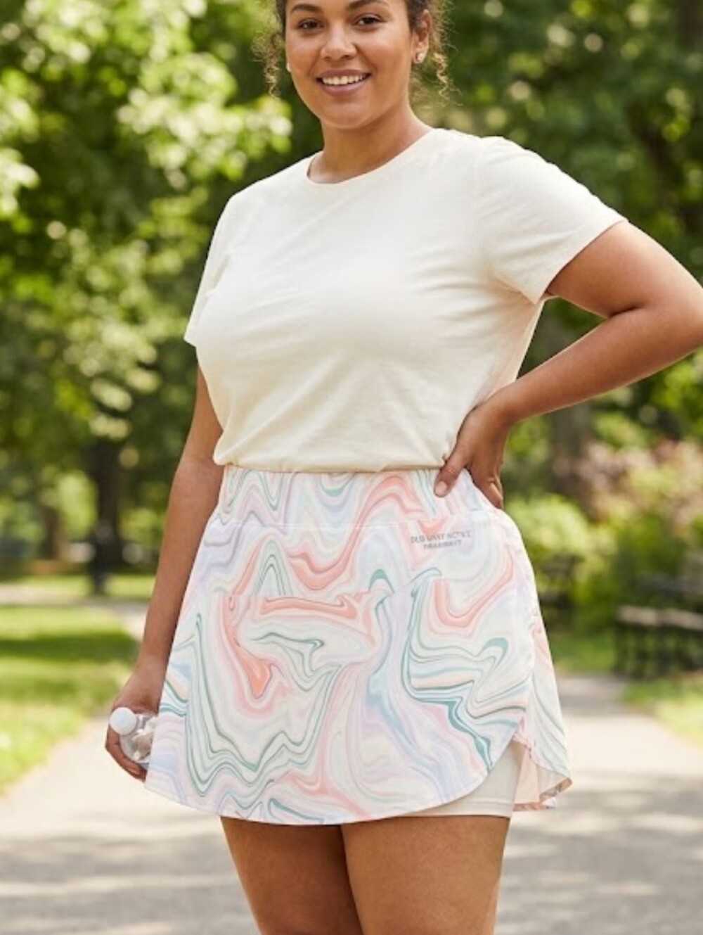 Old Navy Pastel Marble-Print Layered Skort - Size 2X Multi Pastels